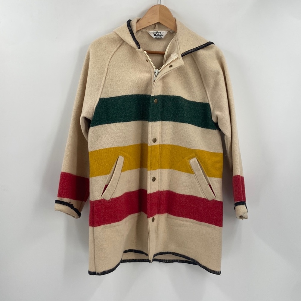 Vintage Woolrich striped color lock Hudson Bay style blanket jacket